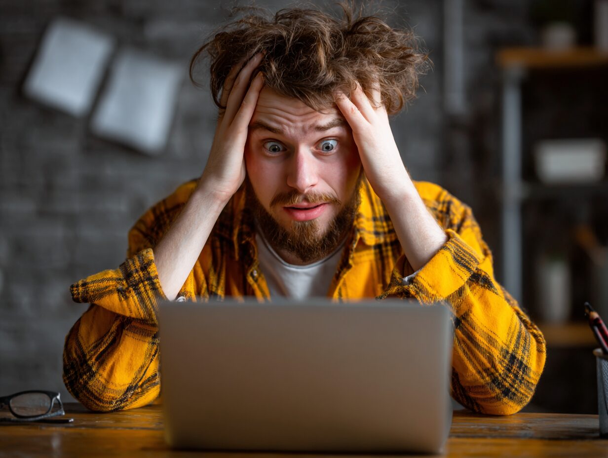 Creativz Landing Page - Frustrated business man website performance agency