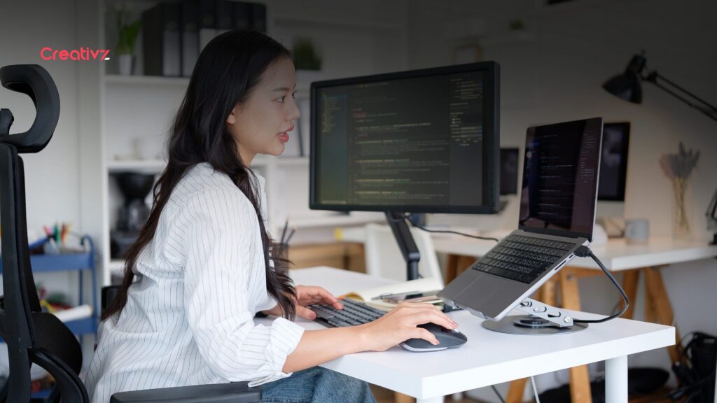 Disconnected software systems shown on multiple computer screens