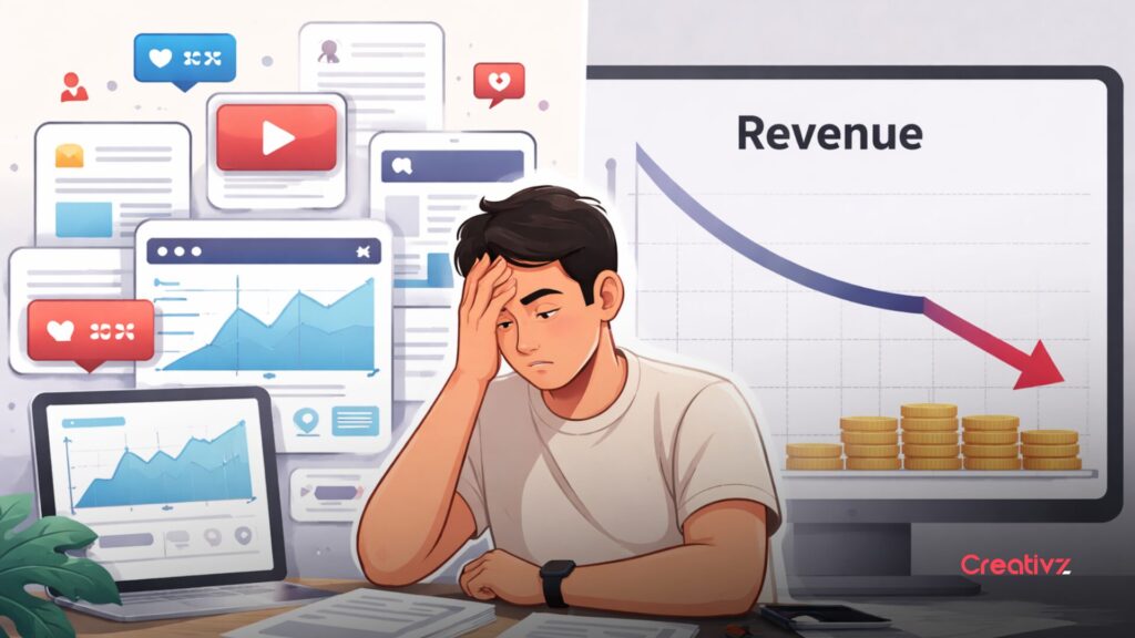 Founder with high content visibility but low inbound lead conversion showing revenue system gap