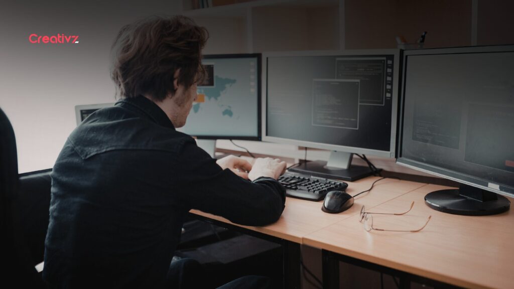 B2B buyer completing independent purchase research online, illustrating why revenue infrastructure must reach buyers before they contact sales