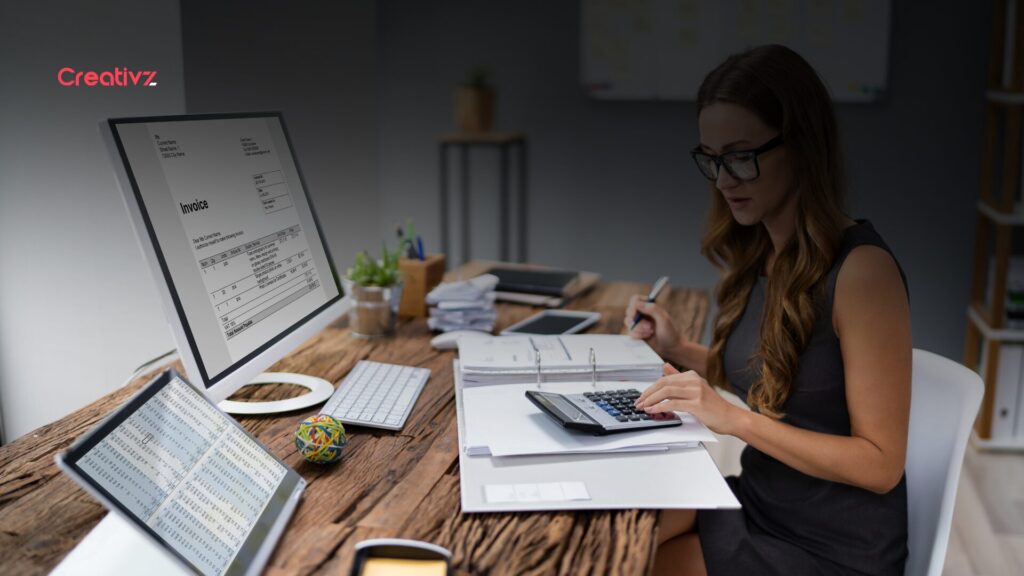 Business professional reviewing financial documents and calculations, representing the careful evaluation and confidence-building process behind complex B2B purchasing decisions.