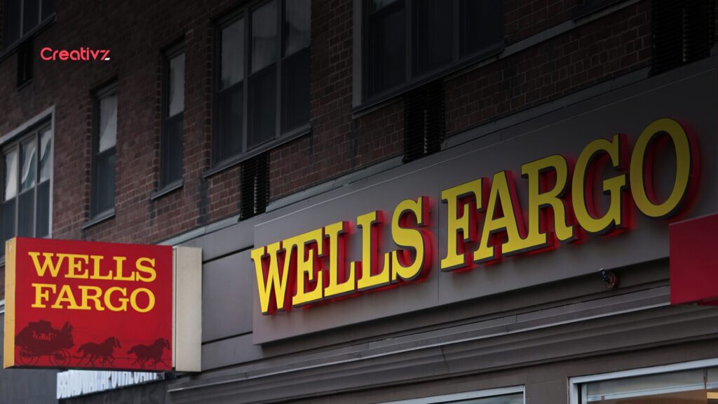 Wells Fargo bank exterior with Creativz branding, illustrating the sales incentive system case study.