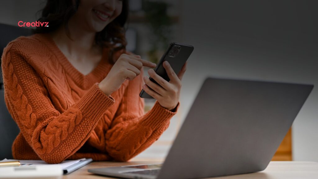 Prospective med spa patient comparing clinics on her phone before booking.