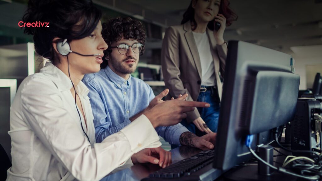 Business team reviewing customer service workflows before choosing an AI support system.