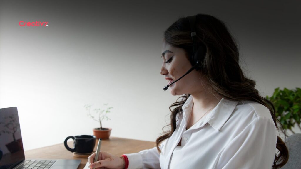 Customer service professional handling customer requests through a digital support system.